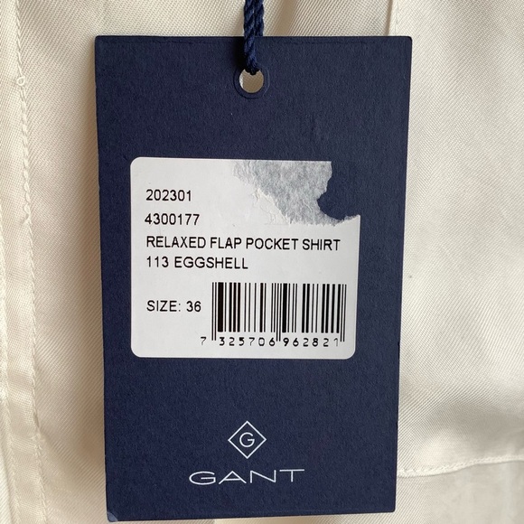 GANT Eggshell Relaxed Flap Pocket Dagger Collar Shirt Size 6 - Picture 12 of 15